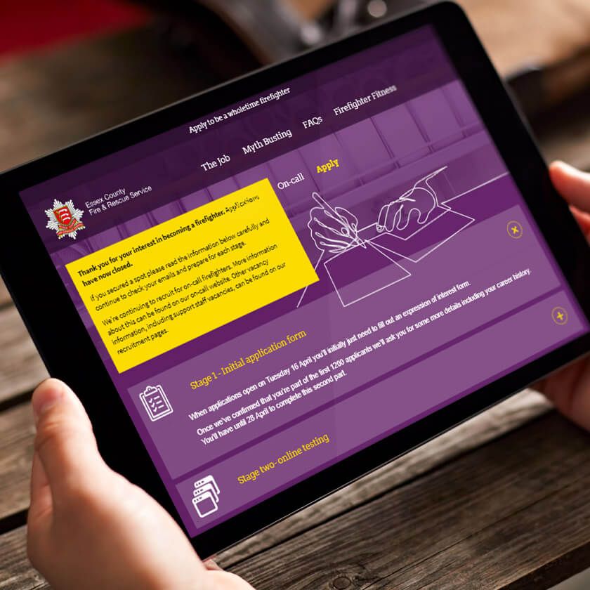 ECFRS website on ipad